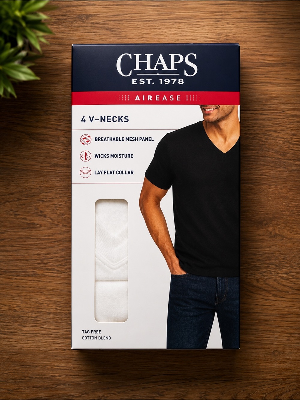 Chaps Men’s V-Neck Undershirts — White (4-Pack)